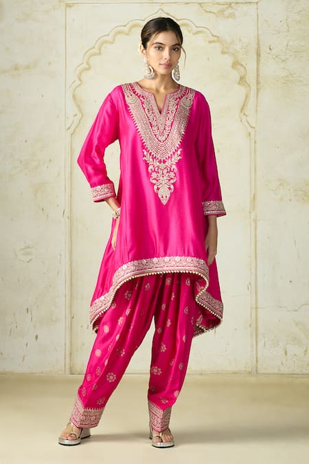 Gopi Vaid Embroidered Asymmetric Kurta & Farshi Salwar 
