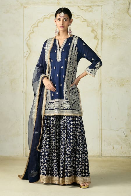 Gopi Vaid Embroidered Kurta Sharara & Dupatta Set 