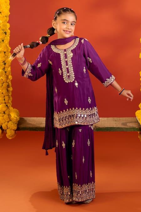 Petite Pomme Hand Work Kurta Sharara Set 