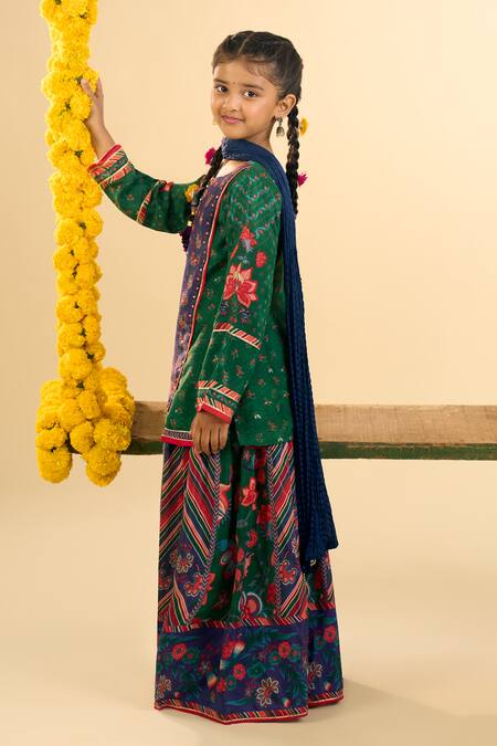 Petite Pomme Floral Hand Work Kurta Gharara Set 