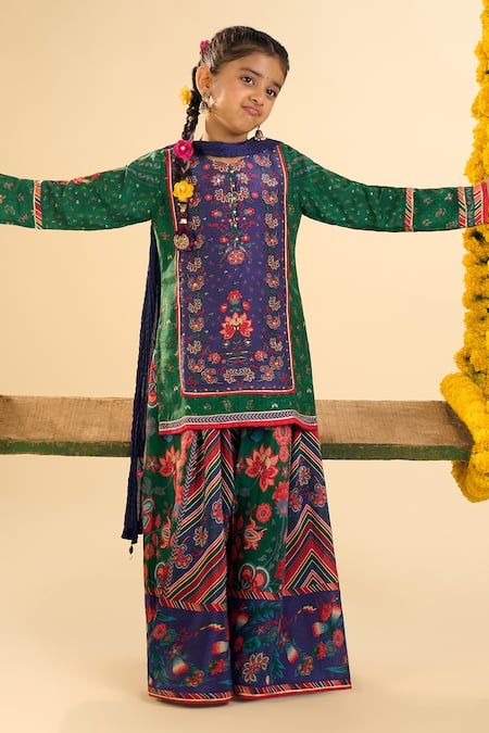 Petite Pomme Floral Hand Work Kurta Gharara Set 