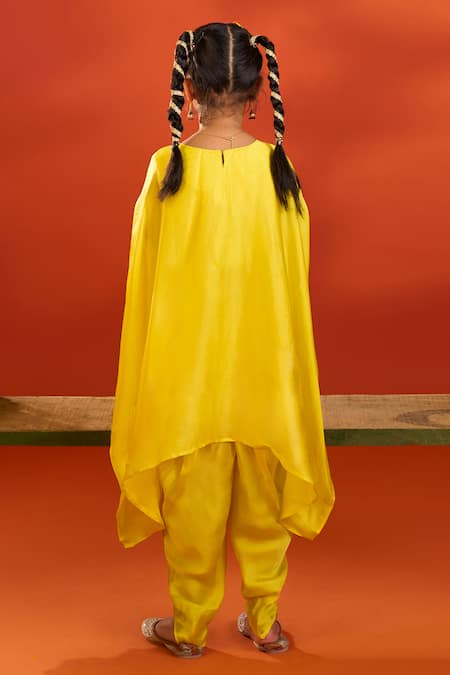 Petite Pomme Yellow Organza, Satin Embroidery Hand Work Kurta Set Online at Aza Fashions Petite Pomme_Yellow Organza, Satin Embroidery Hand Work Kurta Set _Online_at_Aza_Fashions