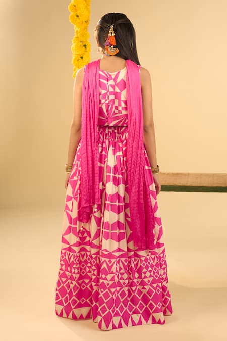 Petite Pomme Geometric Hand Work Lehenga Set 