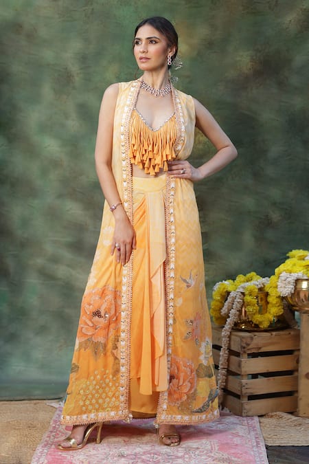 Archana Kochhar Embroidered Jacket Skirt Set 