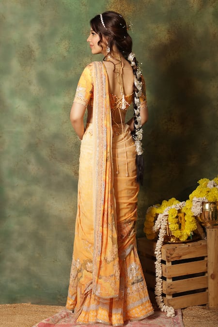 Archana Kochhar Embroidered Pre-Draped Saree Set 