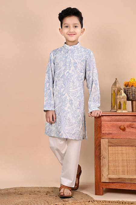 Taber Tikri Thread Work Cotton Kurta & Pant Set 