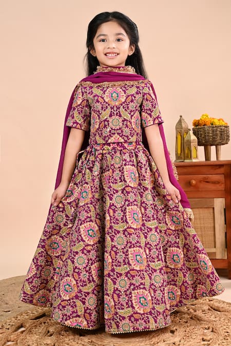 Buy_Taber Tikri_Purple Chinon Zari Work Lehenga Set _Online_at_Aza_Fashions