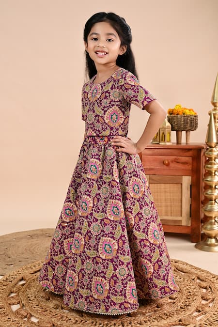 Shop_Taber Tikri_Purple Chinon Zari Work Lehenga Set _Online_at_Aza_Fashions