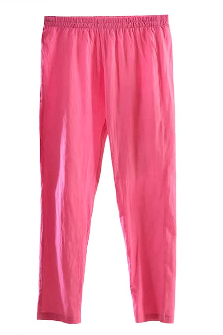 Shop Naintara Bajaj Pink Viscose, Cotton Mirrors Scoop Neck Work Kaftan And Pant Set Online at Aza Fashions Shop_Naintara Bajaj_Pink Viscose, Cotton Mirrors Scoop Neck Work Kaftan And Pant Set _Online_at_Aza_Fashions