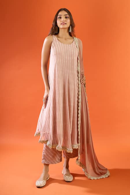 Naintara Bajaj Tie Dye Pattern Anarkali Set 