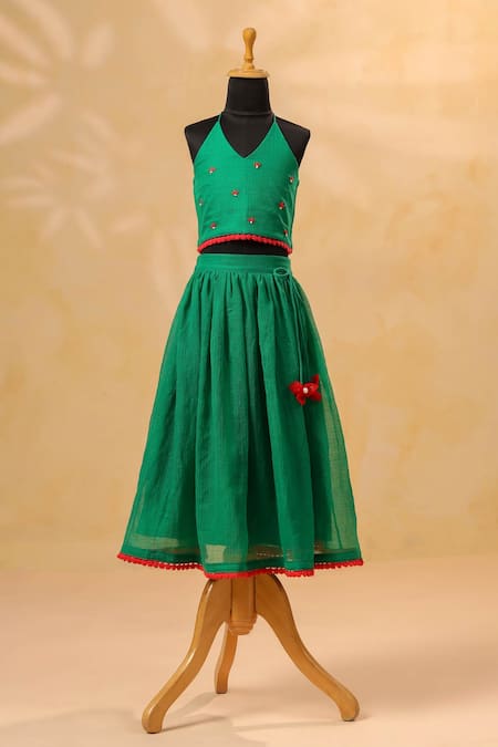 Casa Ninos Embroidered Blouse & Lehenga Set 