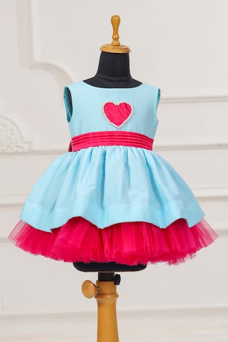 Casa Ninos Heart Patch Blue Dress 