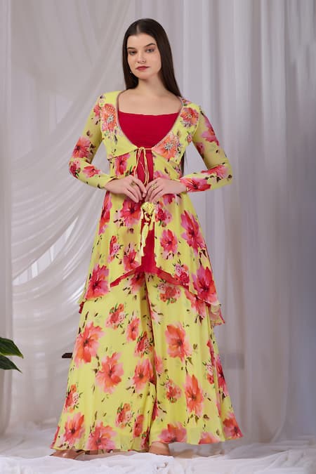 Damoiselle Floral Print Kurta Palazzo Set 