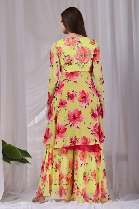 Damoiselle Floral Print Kurta Palazzo Set 