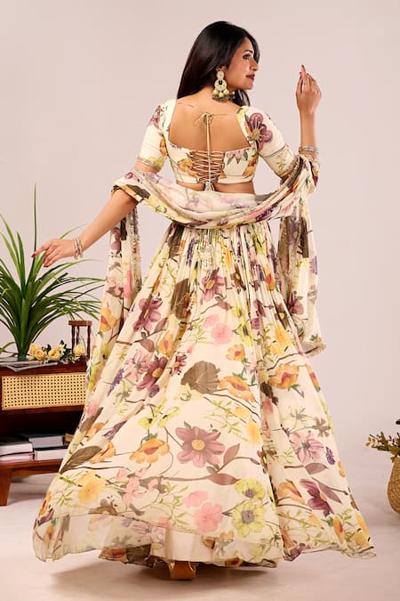 Damoiselle Dori Meadow Floral Print Lehenga Set 