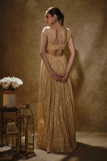 Renee label Sunehri Sequin Threadwork Viscose Georgette Anarkali & Dupatta Set 