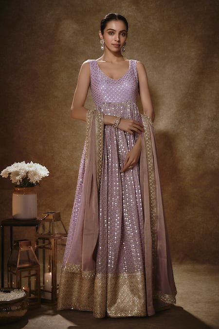 Renee label Eka Sleeveless Viscose Georgette Anarkali & Dupatta Set 