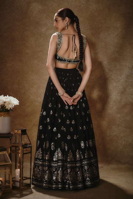 Renee label Shayra Embroidered Viscose Georgette Lehenga Set with Organza Dupatta 