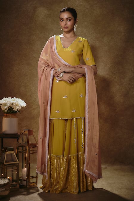 Renee label Tahira Embroidered Kurta Sharara Set 