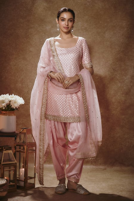 Renee label Embroidered Viscose Georgette Kurta & Gajji Silk Salwar Set 