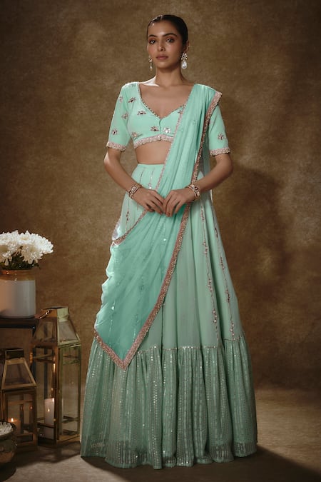 Renee label Raha Embroidered Viscose Georgette Lehenga Set with Dupatta 