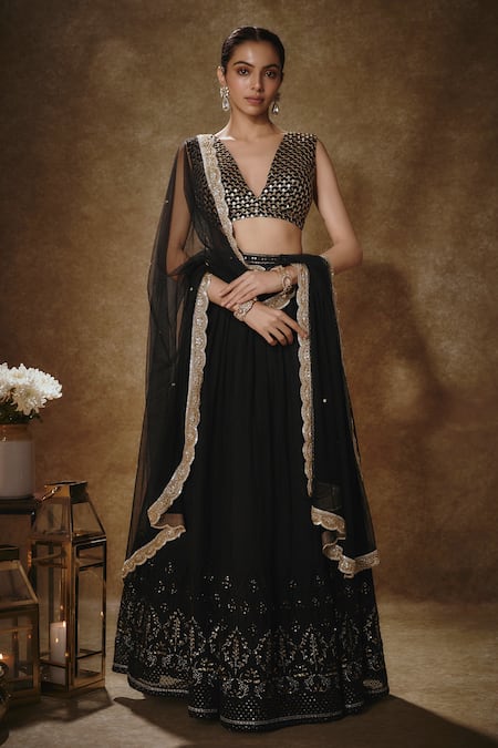 Renee label Tarini Embroidered Viscose Georgette Lehenga Set with Dupatta 