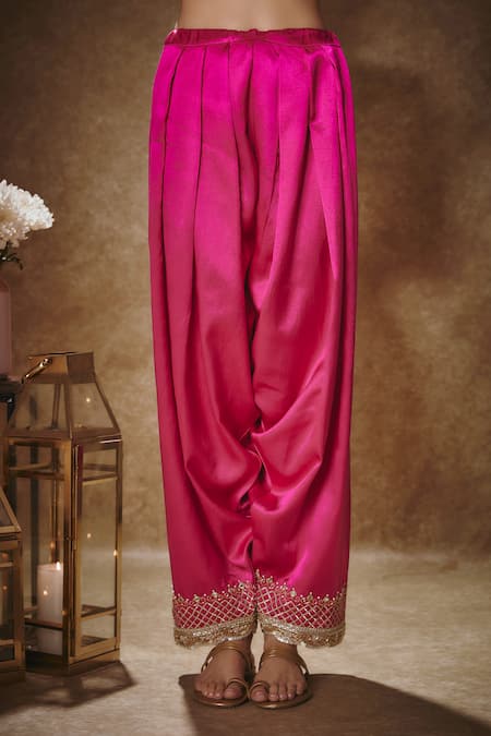 Renee label_Pink Viscose Georgette, Silk, Tissue Embroidery, Amaya Kurta Salwar Set _Online_at_Aza_Fashions