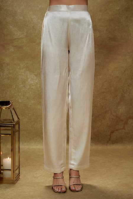 Renee label Gold Viscose Georgette, Cotton Satin, Net Embroidery, Work Kurta Pant Set Online at Aza Fashions Renee label_Gold Viscose Georgette, Cotton Satin, Net Embroidery, Work Kurta Pant Set _Online_at_Aza_Fashions