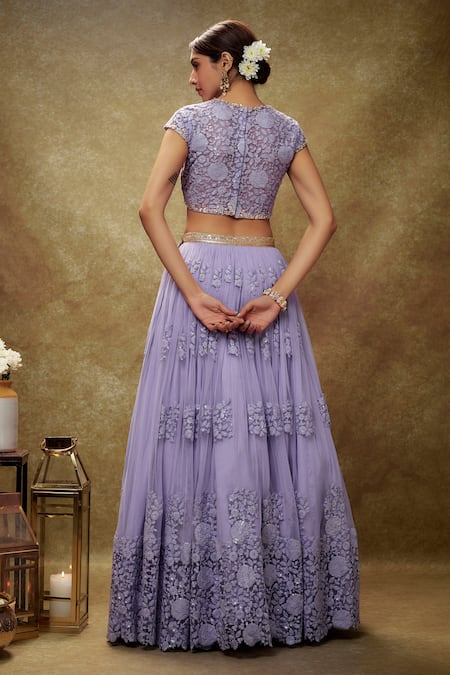 Renee label Cosmos Floral Thread Work Lehenga Set 