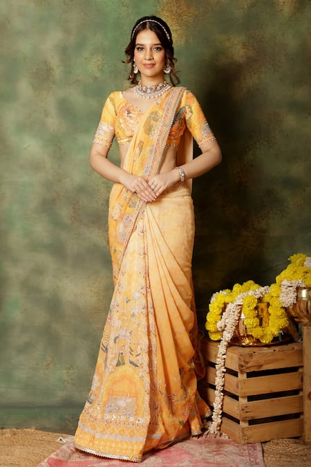 Archana Kochhar Embroidered Pre-Draped Saree Set 