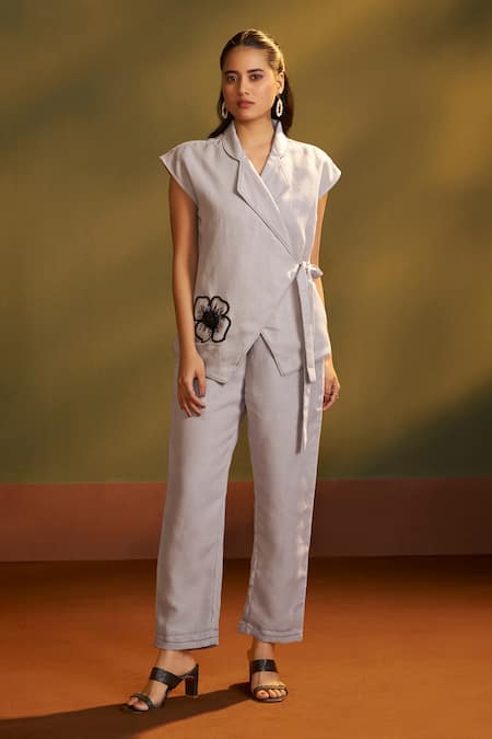 Savaaya Floral Handwork Top & Pant Set 