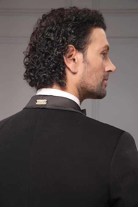 Soniya G_Black Viscose, Suiting Embroidery Midnight Regalia Blazer Set _Online_at_Aza_Fashions