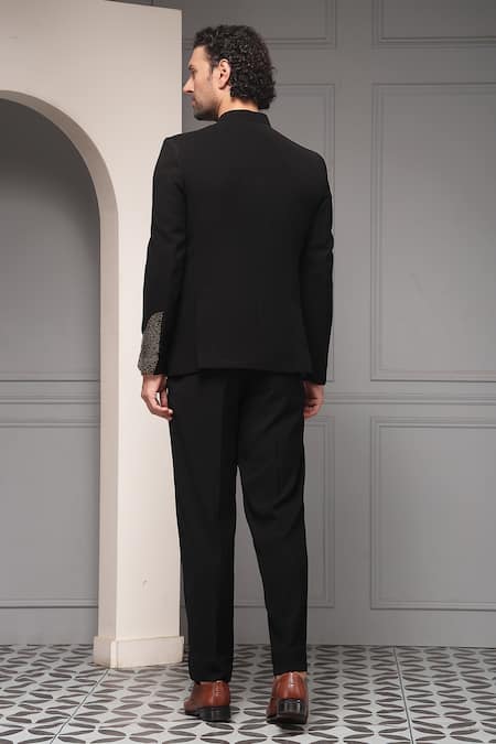 Soniya G Obsidian Aura Embellished Premium Suiting Bandhgala & Pant Set 