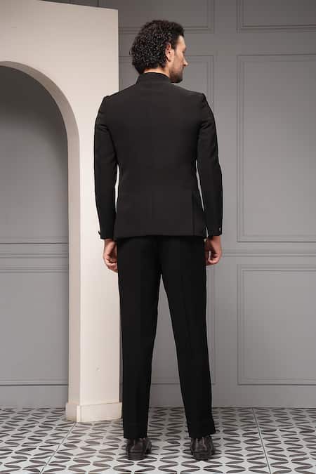 Soniya G Midnight Botanica Embroidered Bandhgala & Tailored Trouser Set 