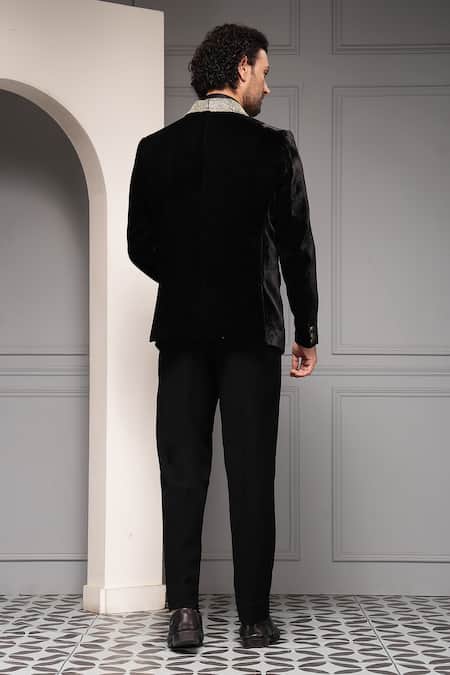 Soniya G Velour Velvet Embellished Blazer Set 