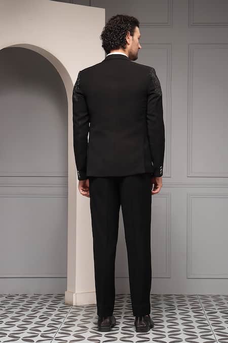 Soniya G Noir Eclipse Embellished Tuxedo Premium Suiting Fabric Set 