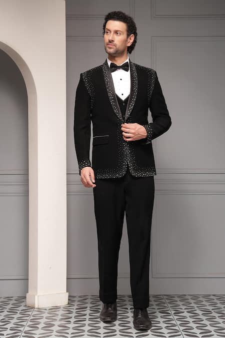 Buy_Soniya G_Black Celestial Noir Embellished Premium Fabric And Waistcoat Set 