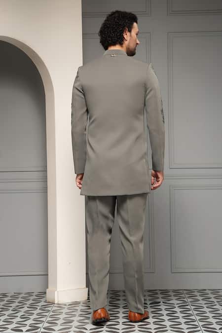 Soniya G Ashen Royale Embroidered Bandhgala & Pant Set 