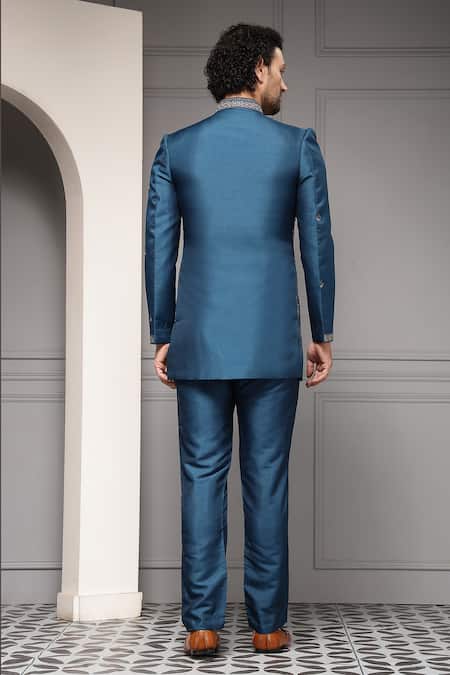 Soniya G Azure Nawab Premium Suiting Fabric Bandhgala & Trouser Set 