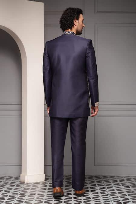 Soniya G Midnight Darbar Embroidered Premium Silk-Blend Bandhgala & Pant Set 