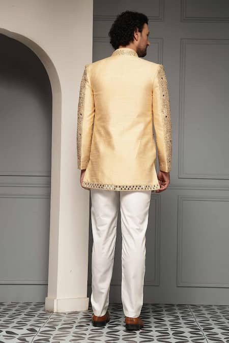 Soniya G Zar-e-Sultan Embroidered Premium Silk Jacquard Bandhgala & Pant Set 