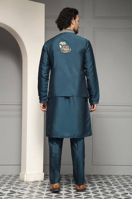 Soniya G Neel Darbar Embroidered Silk Blend Kurta Set 