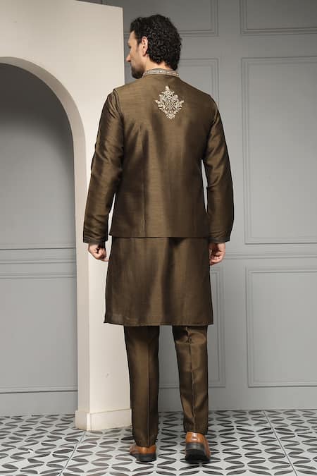 Soniya G Mehr-e-Zar Embroidered Silk Blend Nehru Jacket Kurta Set 