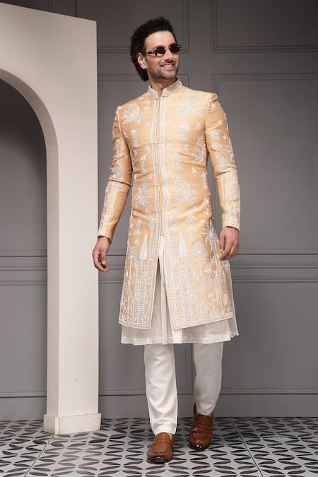 Soniya G Zar-e-Bahaar Embroidered Silk Blend Sherwani Set 