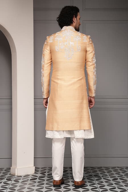 Soniya G Zar-e-Bahaar Embroidered Silk Blend Sherwani Set 