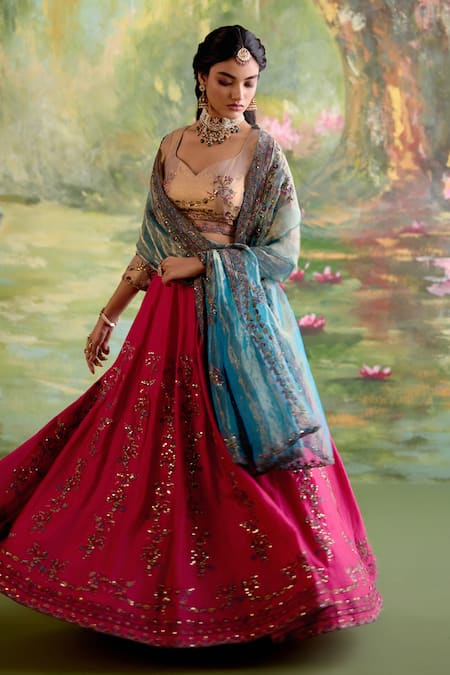 Naaz By Noor Jor Baagh Rani Pink Chanderi Lehenga Set 