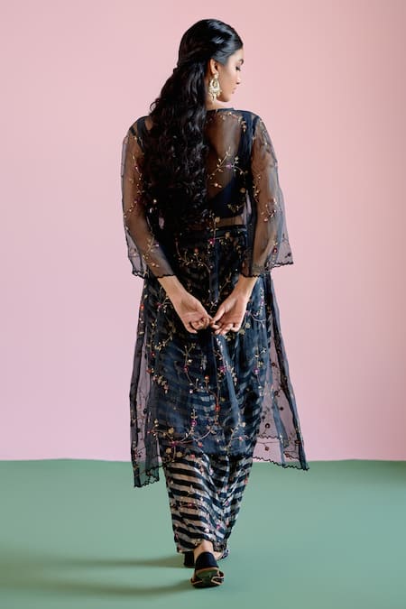 Naaz By Noor Jor Baagh Black Sheer Kurta Pant Set 