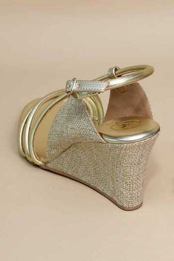 Buy Sana K luxurious Footwear Gold Criss Cross Wedges Online at Aza Fashions Buy_Sana K luxurious Footwear_Gold Criss Cross Wedges _Online_at_Aza_Fashions