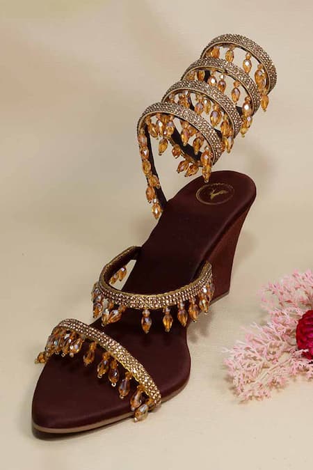 Sana K luxurious Footwear Jhallar Tassel Wedges 