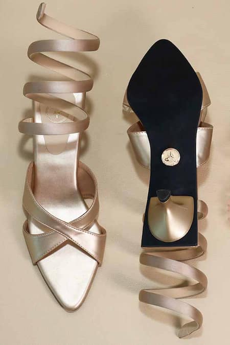 Sana K luxurious Footwear Beige Spring Kitten Heels 